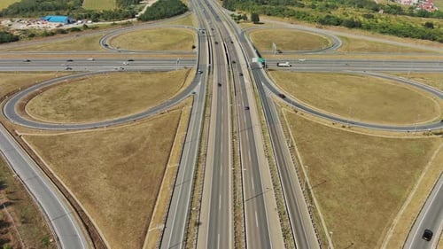 Aerial View of Road Interchange or Highway Intersection