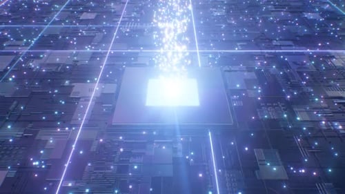Futuristisches CPU-Computer-Motherboard-Chip-Datentransfer-