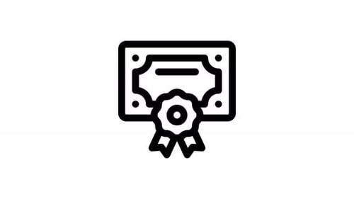 Animated Line Art Certificate and Award Badge Icon