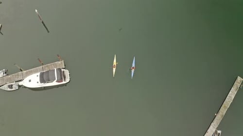 Aerial Shot of people Kayaking