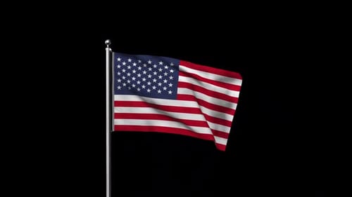 Realistic American Flag Waving on Pole Animation