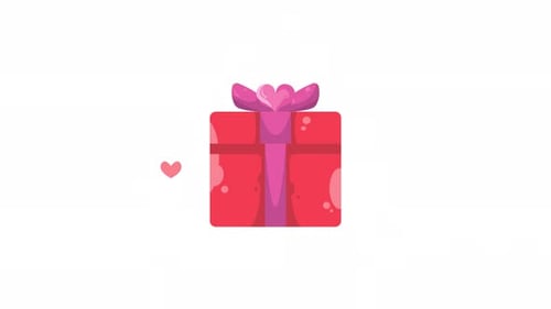 Animated Gift Box Opening with Hearts Reveal