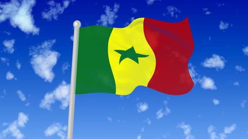 Waving Senegal Flag Animation in Realistic Style