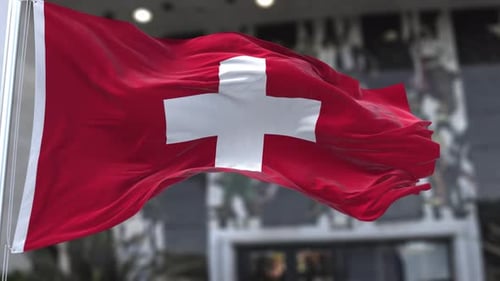 Switzerland Wavy Flag In The Wind Waving Official Flag 4K