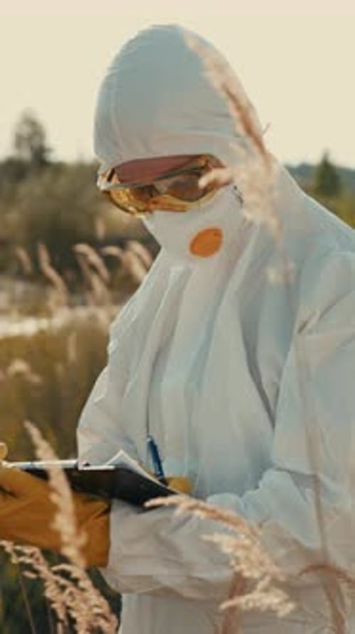 Scientist Writes Notes in Rural Field