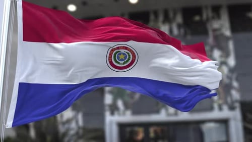 Realistic Waving Flag of Paraguay