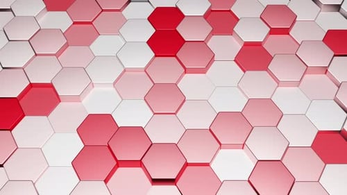 3D Red and White Hexagon Abstract Geometric Background Animation