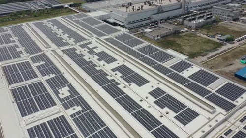 Solar power station on factory rooftop