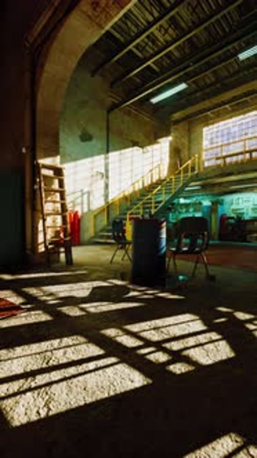 Shifting Geometric Sunlight Shadows in Industrial Space