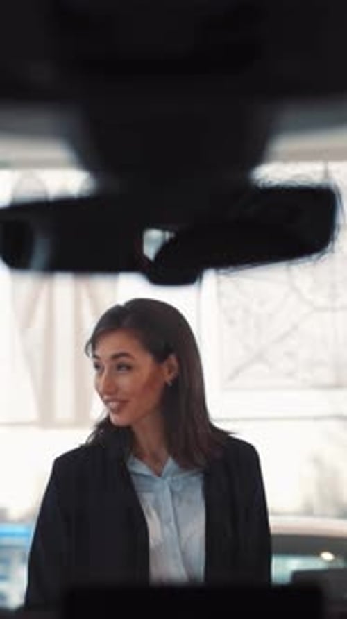 Smiling Professionals Talking in Modern Office Building