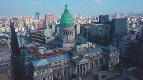 Aerial View of the City of Buenos Aires Congress Building Argentina