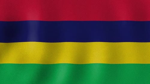 Mauritius National Flag Realistic Fabric Waving Loop Animation