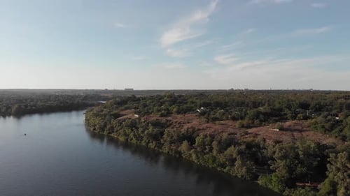 aerial view of the Khortytsia island in Zaporizhzhya