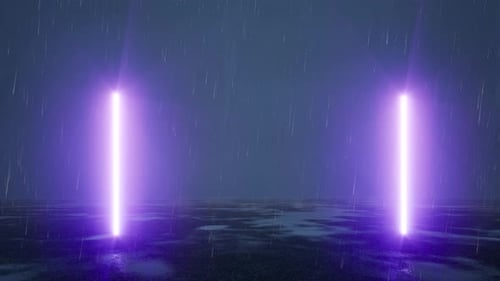 Lignes LED fluo violettes sur sac de pluie nocturne