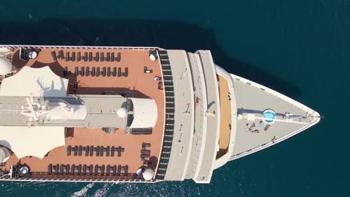 Aerial View of Cruise Ship Sailing on Ocean