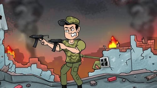 A Soldier Fires A Gun In A Disturbed Area 4K