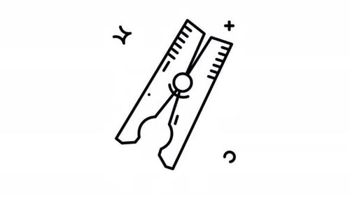 Animated Laundry day line art brightened by a clothespin with a spring.