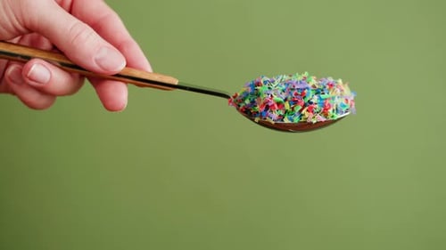 Microplastic Pollution Plastic Particles in Spoon Closeup Garbage and Trash Ecological Problems