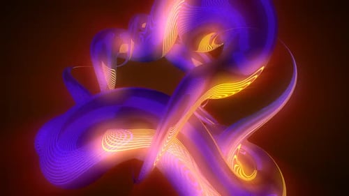 Glowing Abstract Fluid Shapes with Neon Lines Background Animation