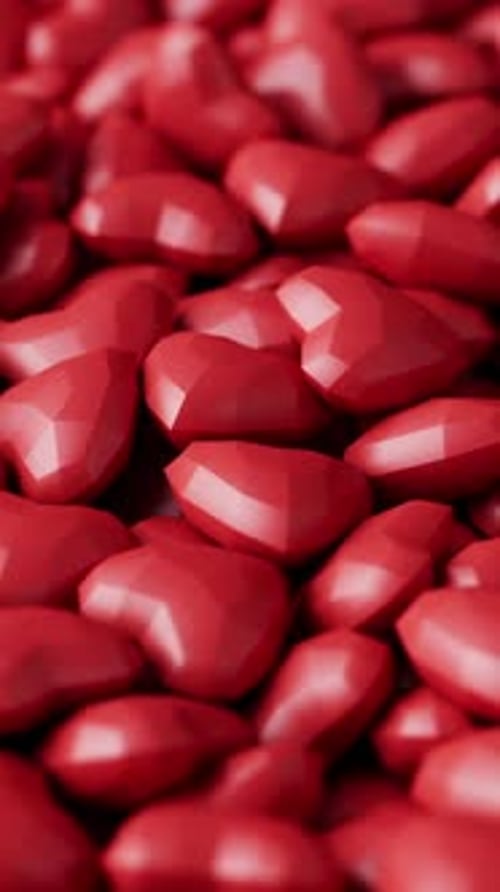Seamless Loop of Red Geometric Hearts Floating Background