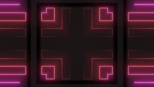Neon Glowing Geometric Lines Forming Cross Loop Background