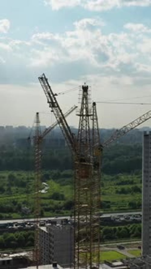 Building crane and buildings under construction