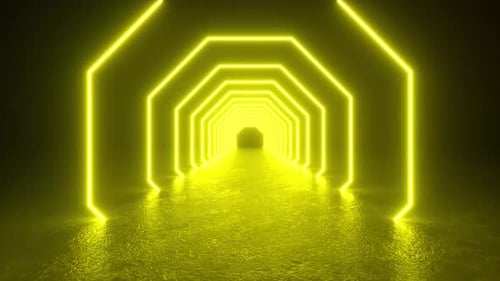 Illuminated Yellow Lights Tunnel
