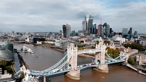 Iconic Tower Bridge Connecting London with Southwark on the Thames River