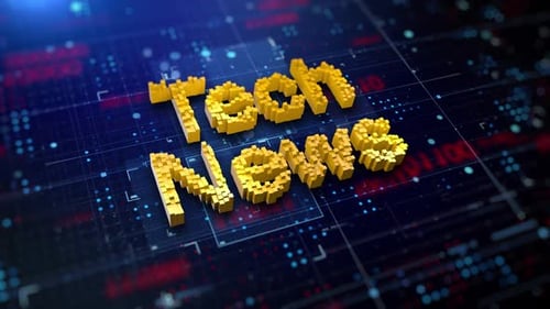 Tech News Digital Pixel Title Animation on Circuit Board