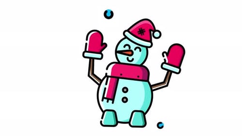 Animated Christmas Snowman with Scarf and Hat