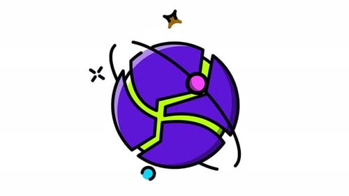 Animated Abstract Science Sphere Icon with Orbiting Elements