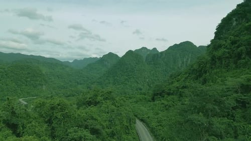 Verdant Mountains Landscape Road Aerial View