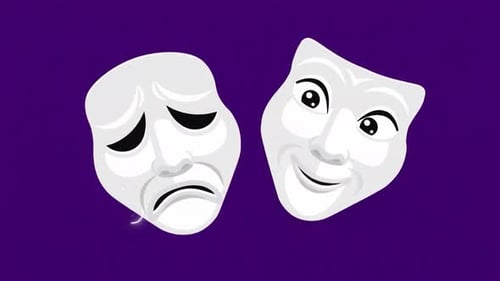 Animated Comedy and Tragedy Theater Masks Expressing Emotions