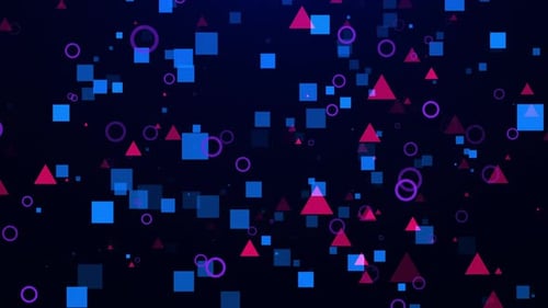 Animation de personnages colorés qui se déplacent. Animation plate avec des triangles, des cercles et des rectangles