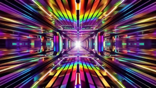 Vol futuriste en tunnel de science-fiction au néon avec une lig lumineuse vibrante