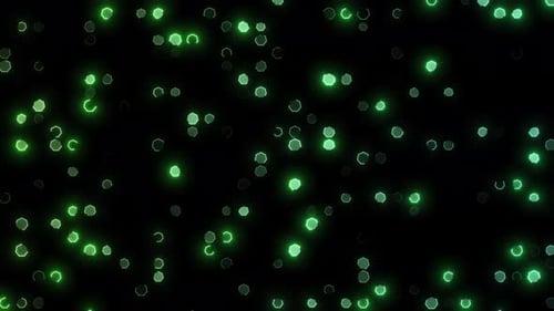 Hintergrund der Computerdatentechnologie. Blinkende Animation mit leuchtenden Punkt- und Kreispartikeln