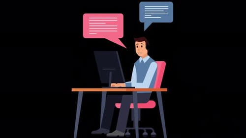 Male Employee At The Call Center Is Trying To Solve The Problem With The Customer 4K Alpha Channel