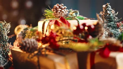 Christmas Gift Boxes in the Rotating Table