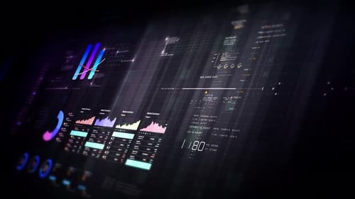 Futuristic Digital HUD Data Interface with Business Graphs Animation