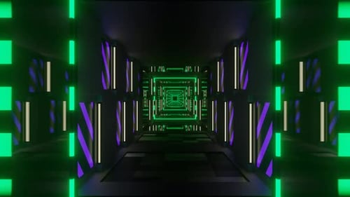 Turquoise And Purple And White Blazing Neon Light Mirror Tunnel Background Vj Loop In 4K