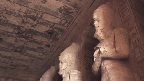 Some statues of Osiris in the interior of Abu Simbel.