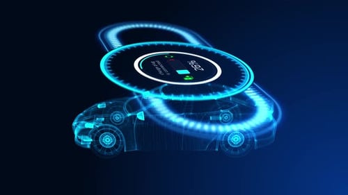 Futuristic Electric Car Wireless Charging Animation HUD