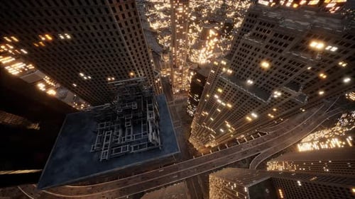 Vista aérea de edificios resplandecientes de gran altura