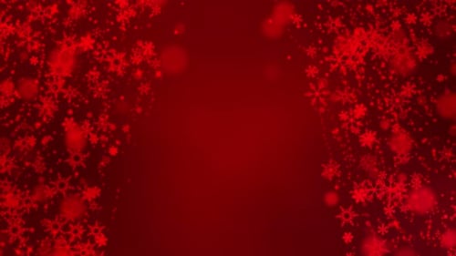 Looping Animation of Red Christmas Background with Snowflakes Perfect for Festive Decorations and