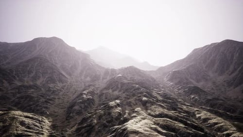 View of the Afghan Mountains in Fog
