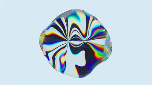 Abstract Iridescent Fluid Sphere Morphing Loop Animation