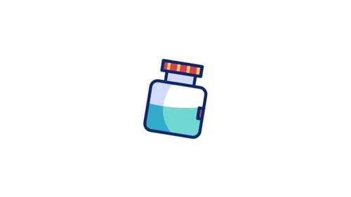 Animated Medical Bottle Icon with Cross Reveal