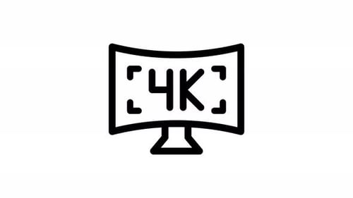 Animated Minimalist 4K Monitor Line Icon