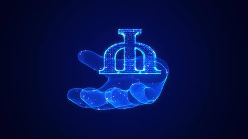 Manat Icon In Hand Hologram