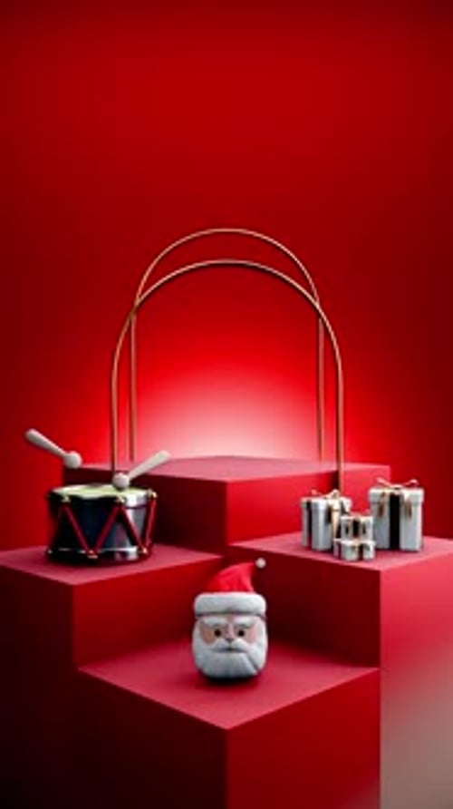 Festive 3D Christmas Presents and Santa Reveal Animation